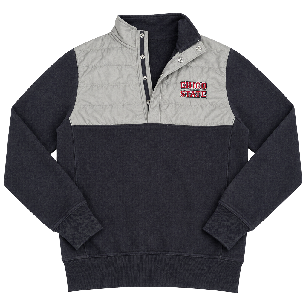 Champion Chico State Reverse Weave Size Small Black Gray 1/4 Snap Pullover 1