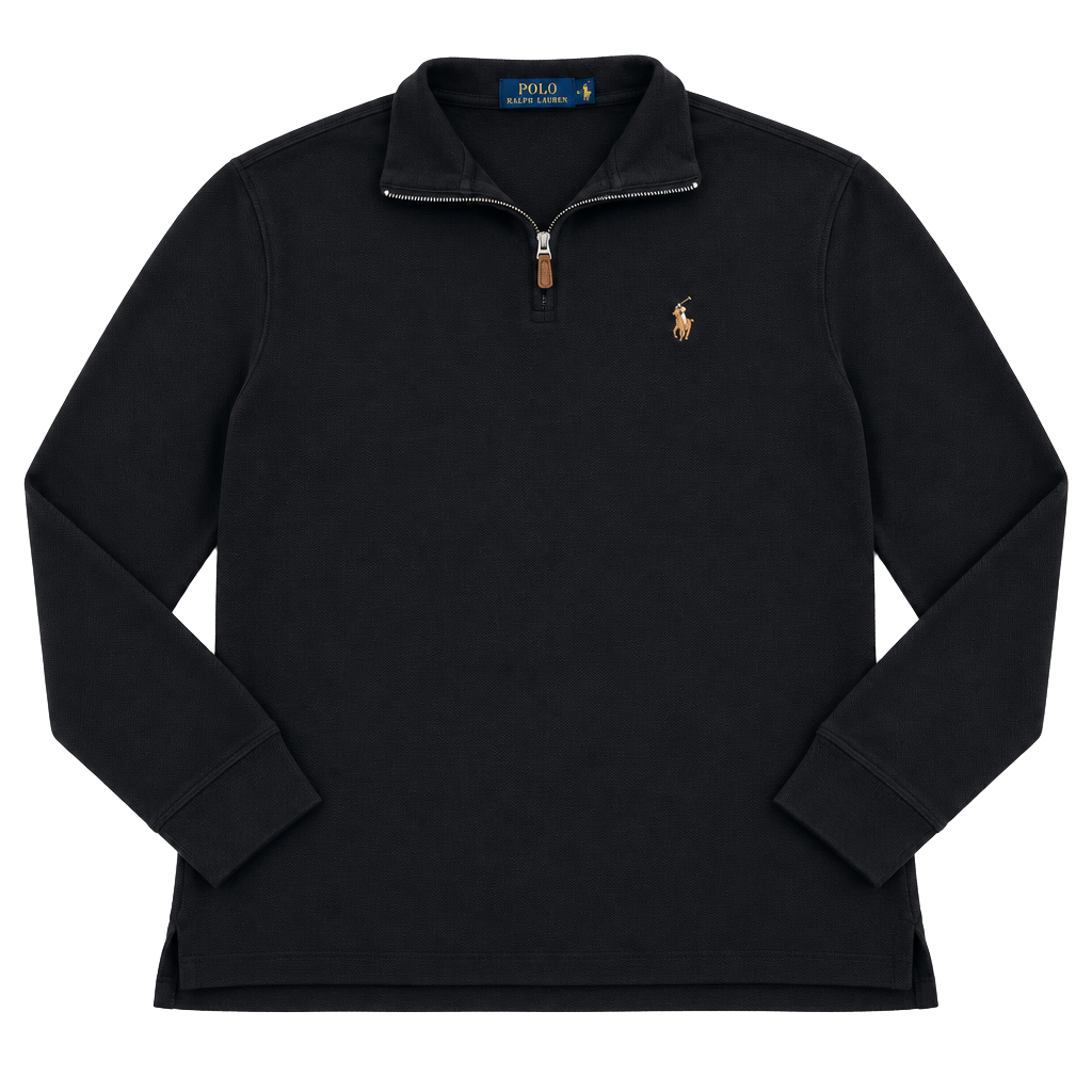 Polo Ralph Lauren Estate Rib Quarter-Zip Pullover Size M Black 1