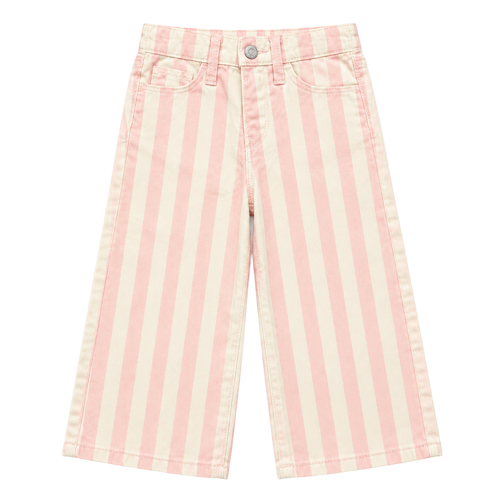 Old Navy Wide Leg Pants 18-24M Pink White Striped Adjustable Waist 1