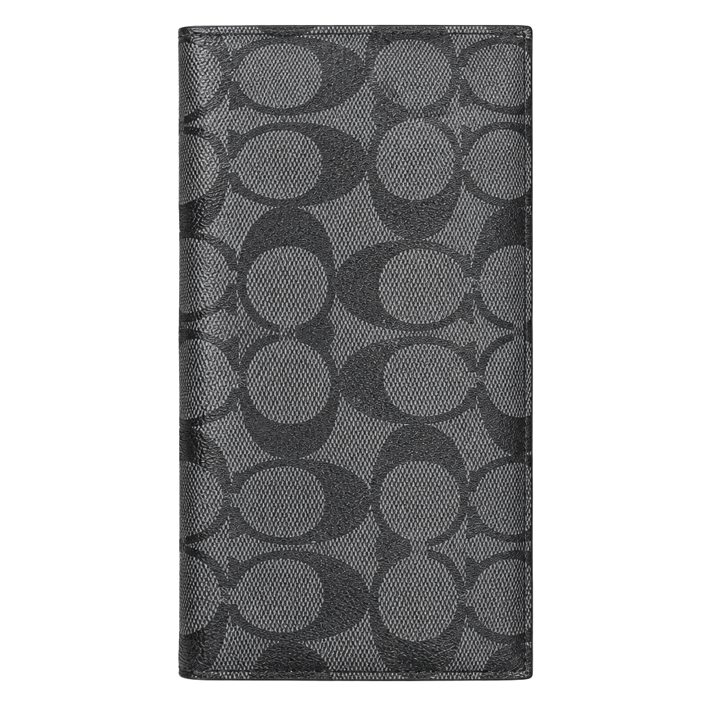 Coach Signature Canvas Travel Wallet Charcoal Black 1