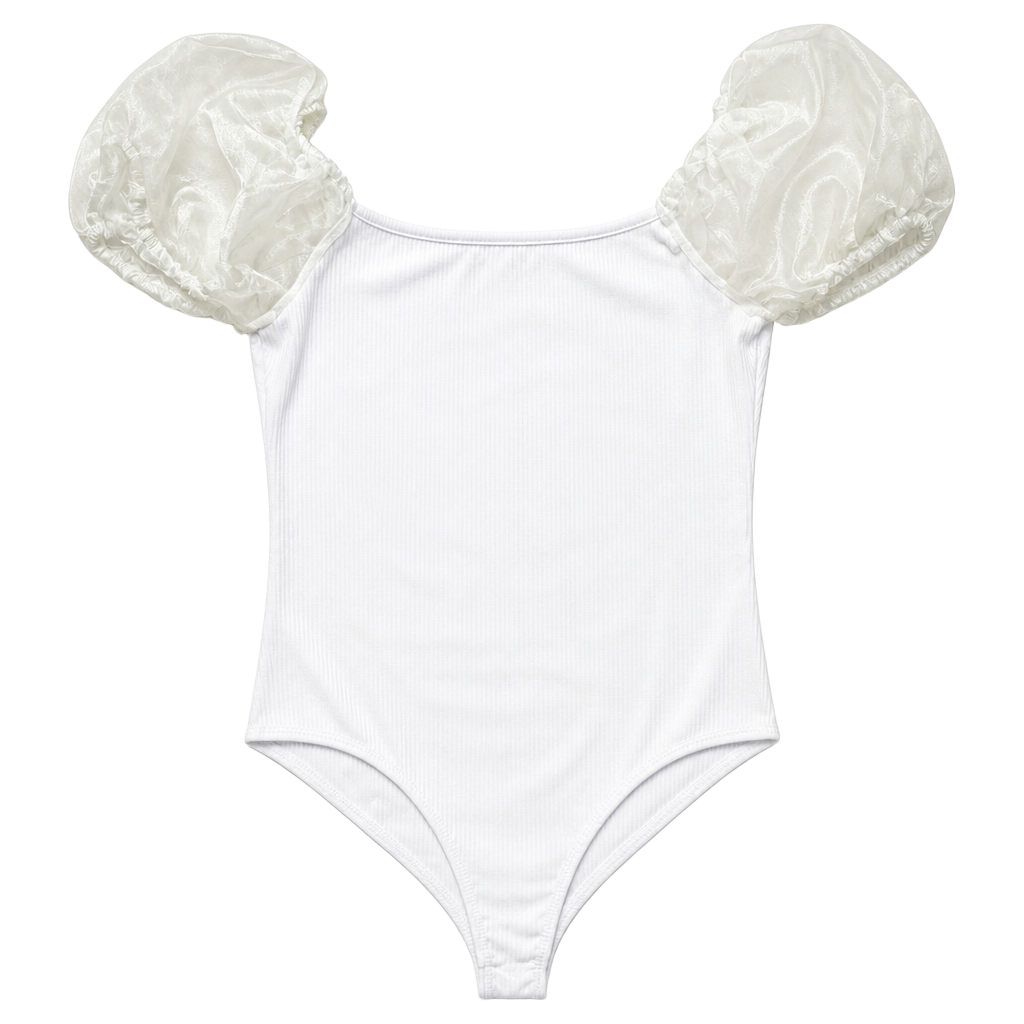 Altar'd State White Puff Sleeve Bodysuit Size S 1