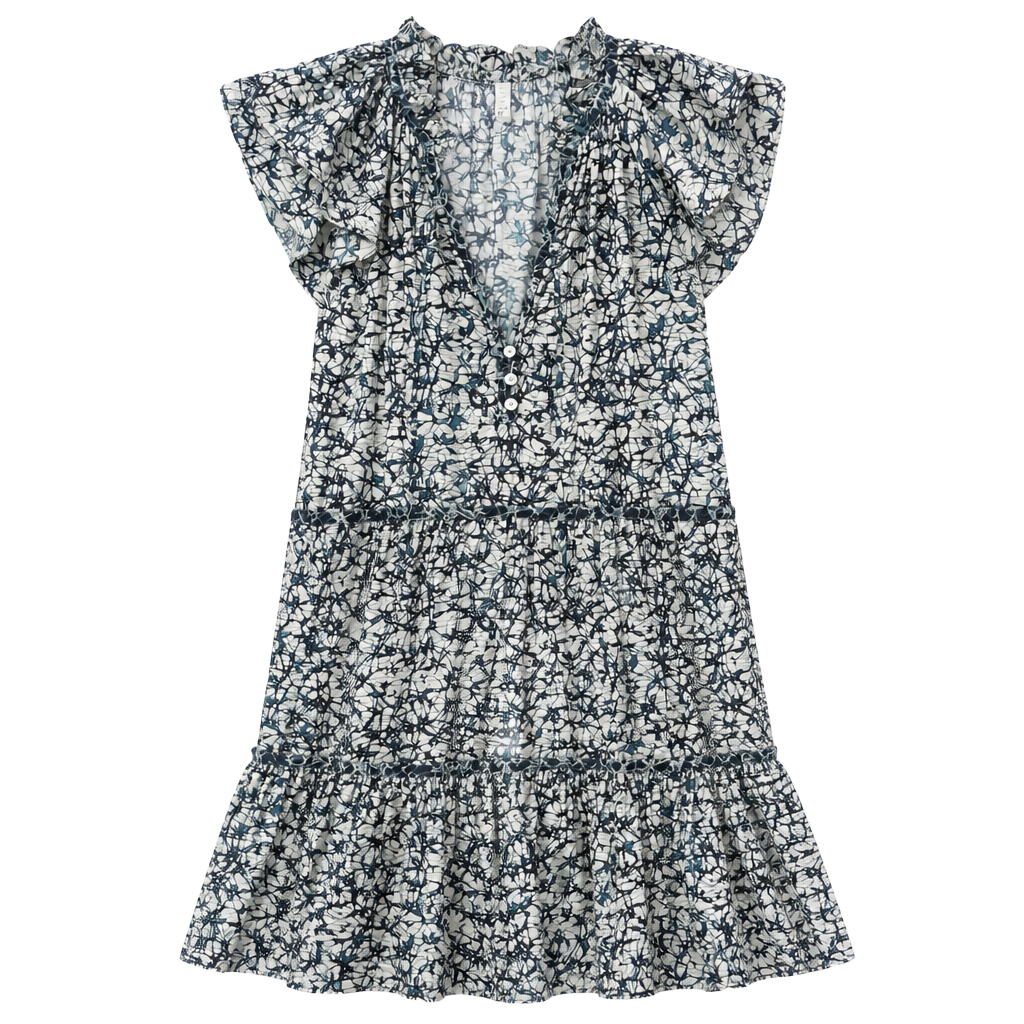 Veronica Beard Zee Dress Size 6 Blue Cream Cotton Mini 1