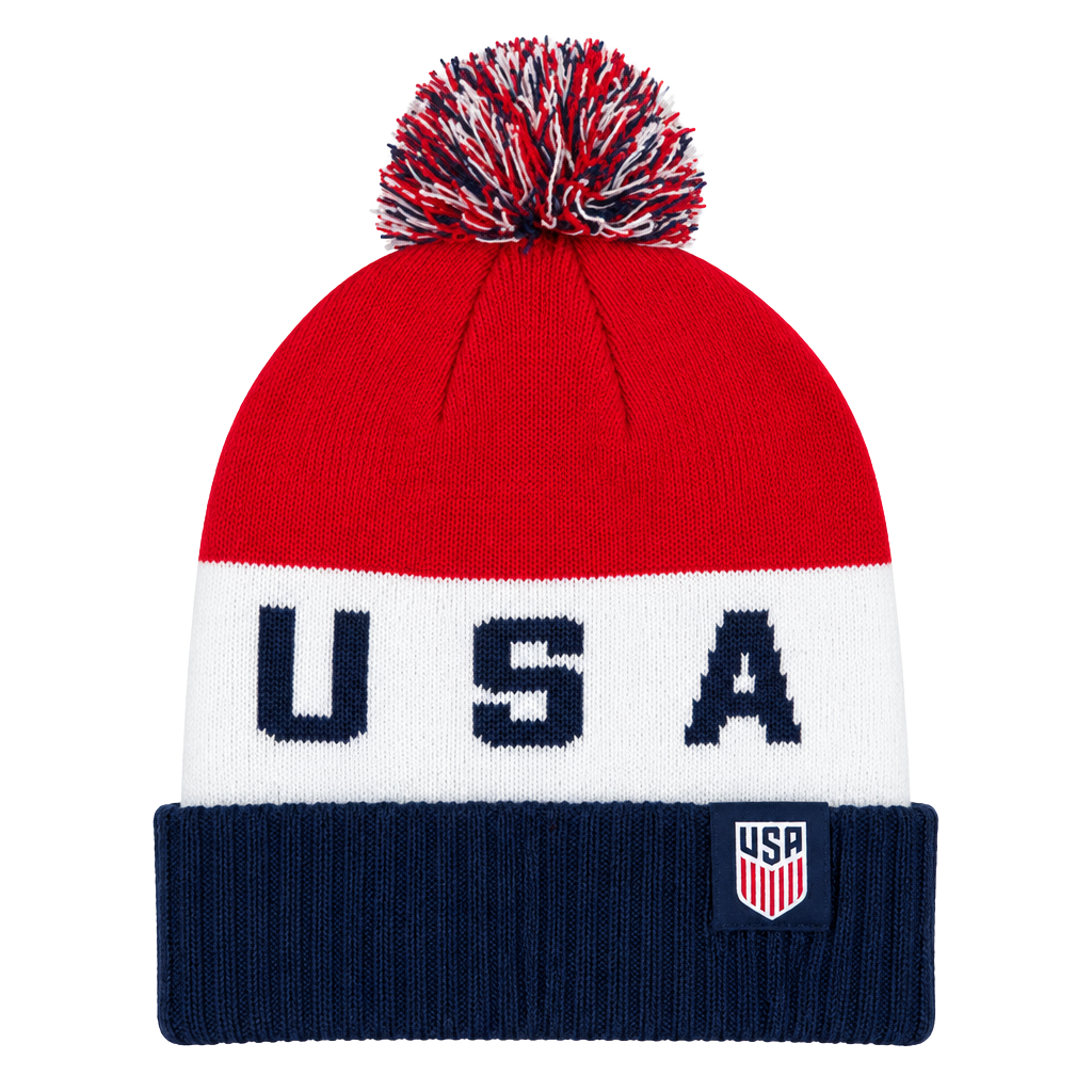 Nike USA Beanie Hat Red White Blue Pom Cuffed 1