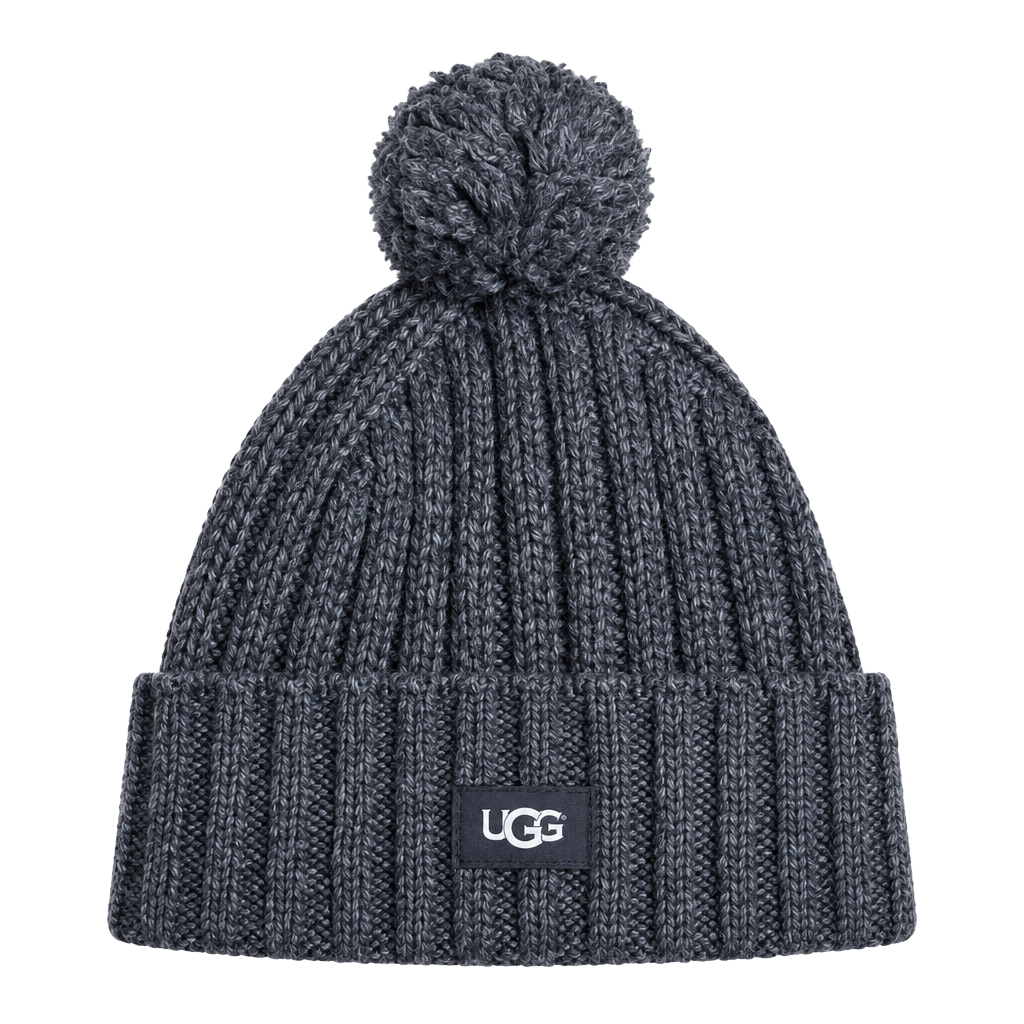 Ugg Rib Knit Pom Beanie Os/Tu Dark Gray Wool Blend 1