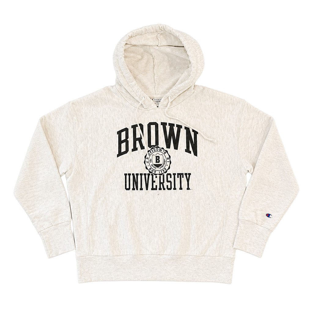 Vintage Champion Reverse Weave Brown University Hoodie Grey Large 1