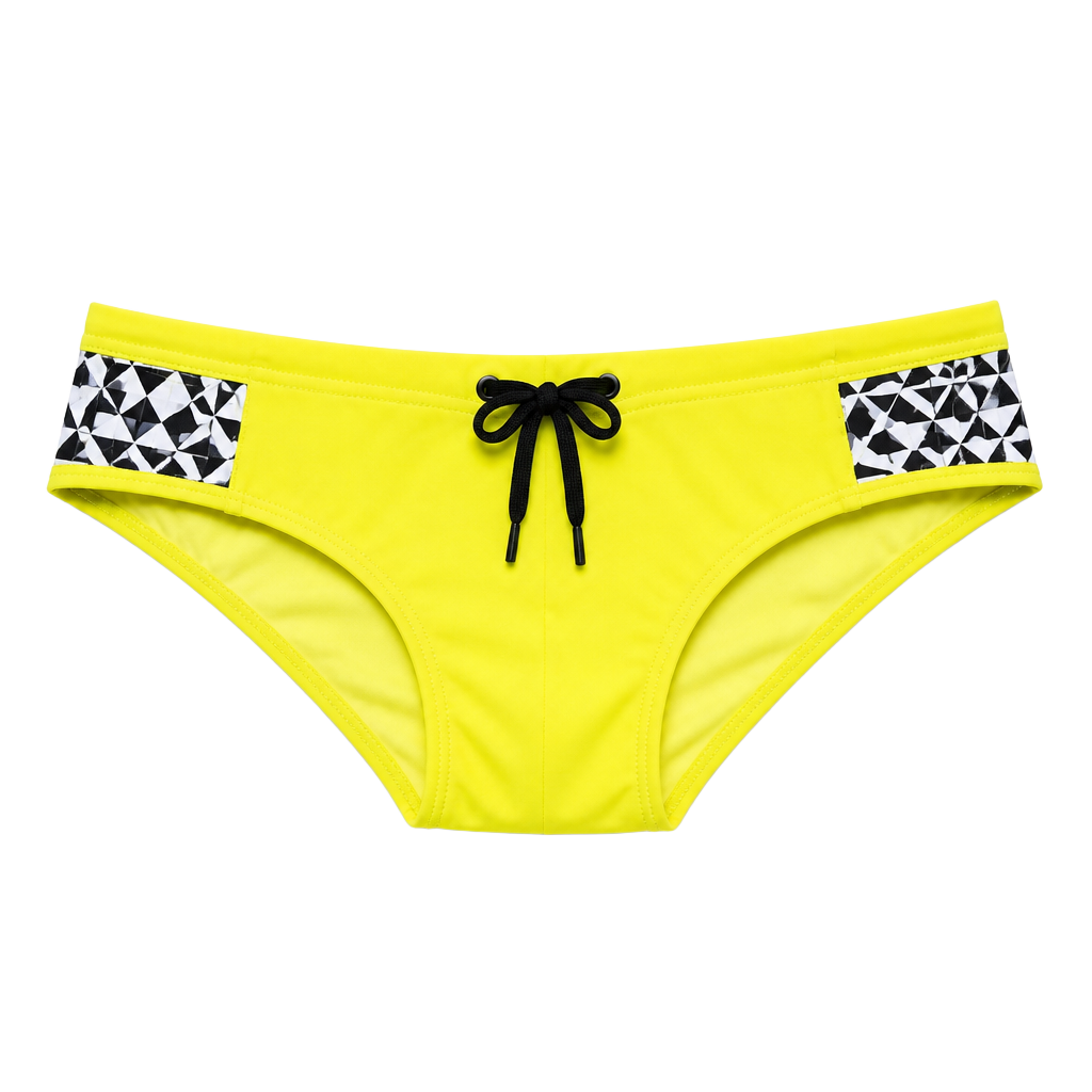 mens white checkered bikini cups triangular swim - 1