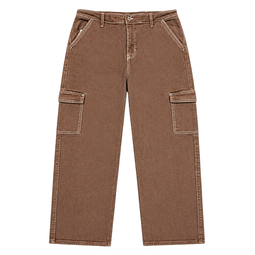 Hollister Ultra High-Rise Dad Cargo Jeans Brown Contrast Stitch Size 28 x 32 1