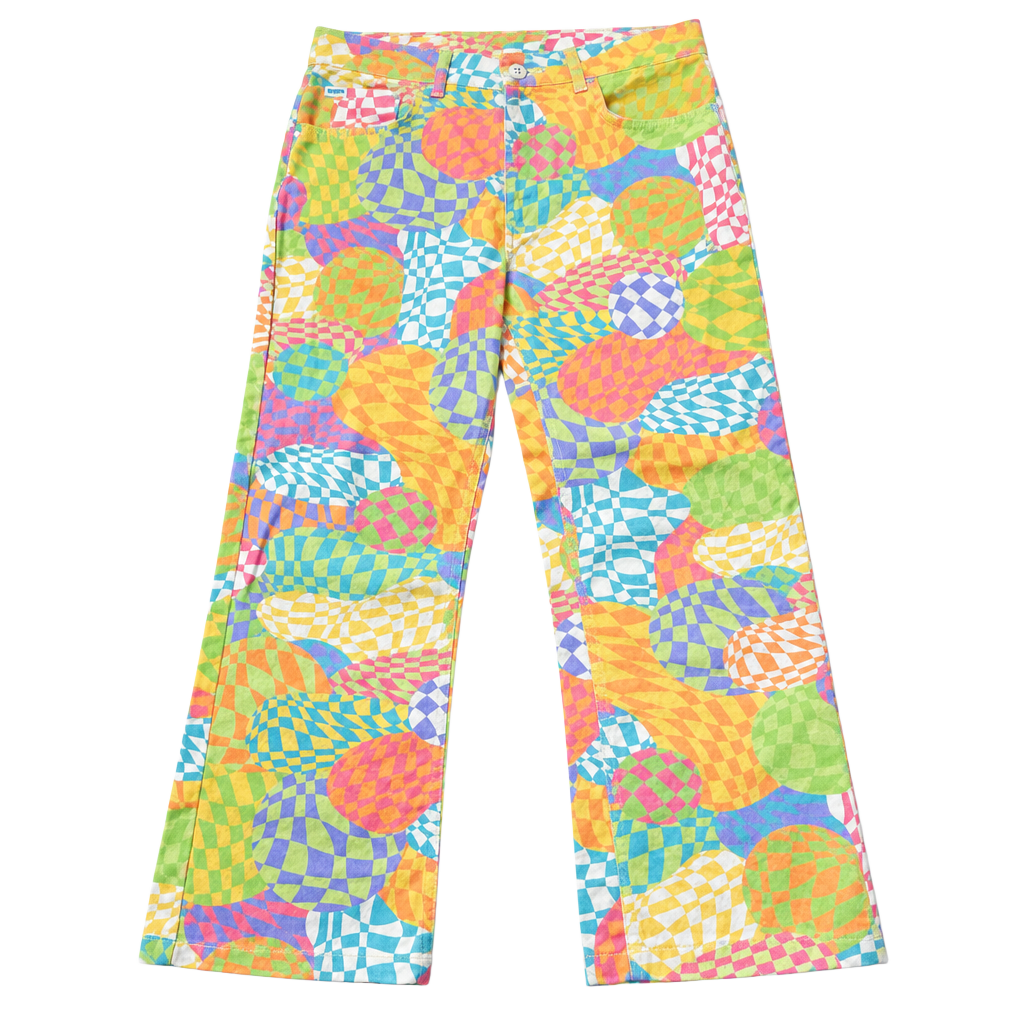 Ragged Jeans Sensory Dad Jeans Size 28 Colorful Trippy Checkered 1