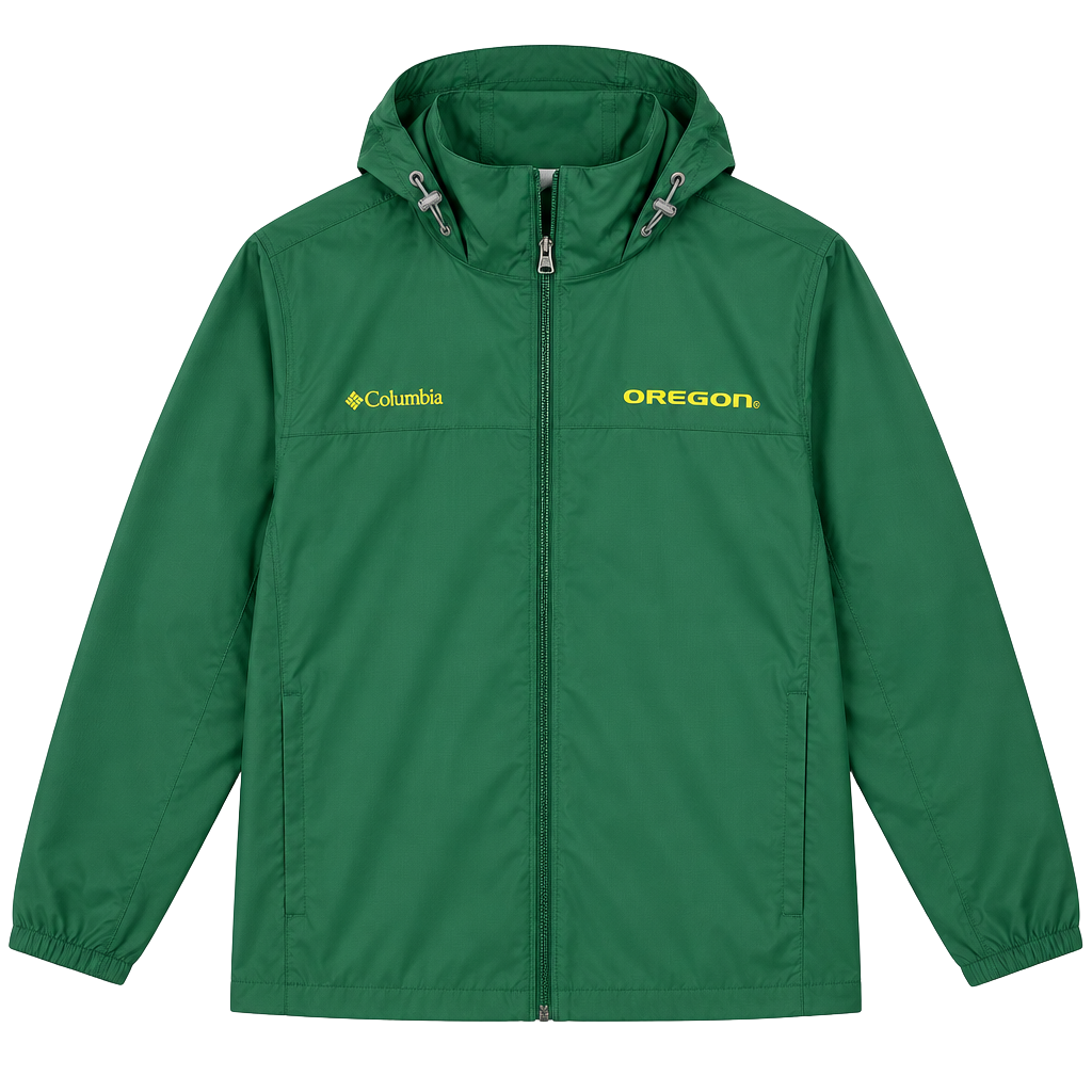 Columbia, University Of Oregon Ducks Windbreaker Jacket, Green, XL 1