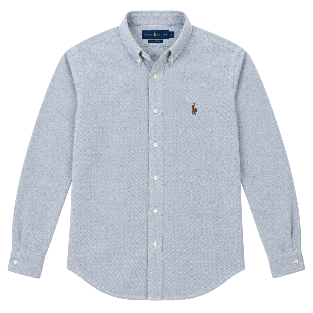 Ralph Lauren, Knit Oxford Button Down, Business Casual, Heathered Gray, M 1