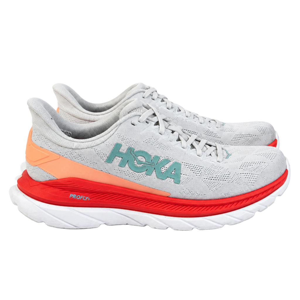 Hoka One One Mach 4, Performance Running Sneakers, White/Orange,Womans 9.5 1