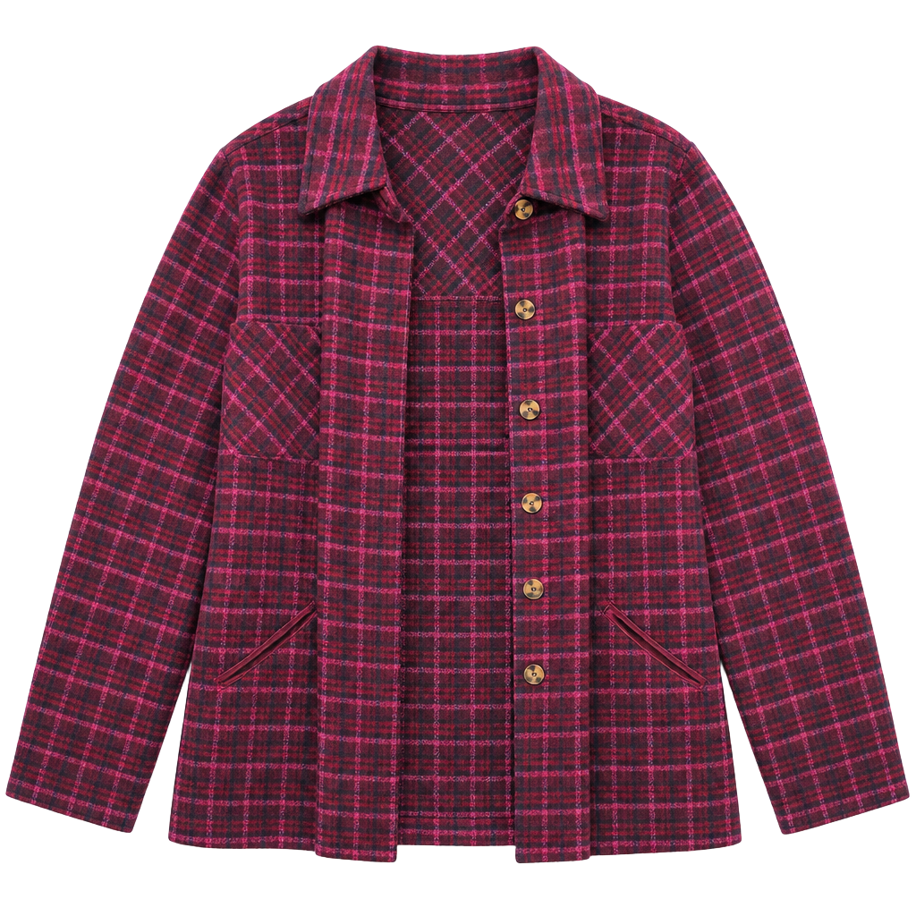 Terra & Sky Women's Plus Size Plaid Button Down Shacket Jacket 1
