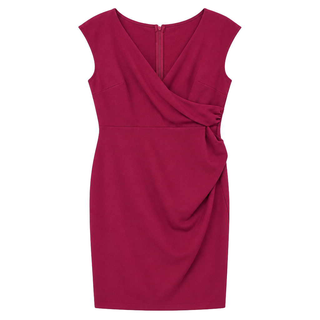 Miusol V-Neck Wrap Sheath Dress Size S Burgundy 1