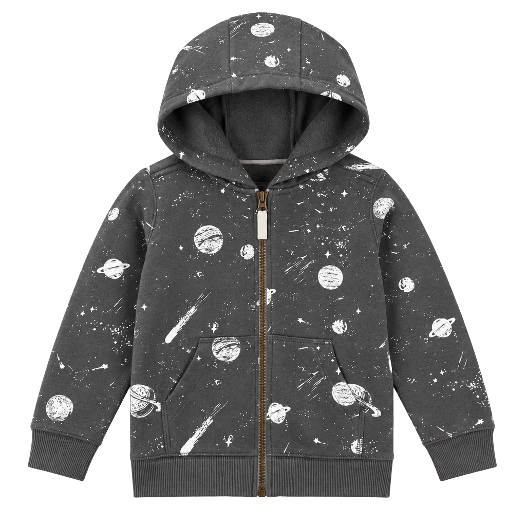 Carter's Kid Space Zip-Up Hoodie Size 10 Gray Outer Space Print #57 1