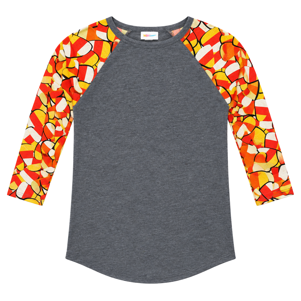LuLaRoe Irma raglan Size xxs Gray Candy Corn Sleeves #58 1