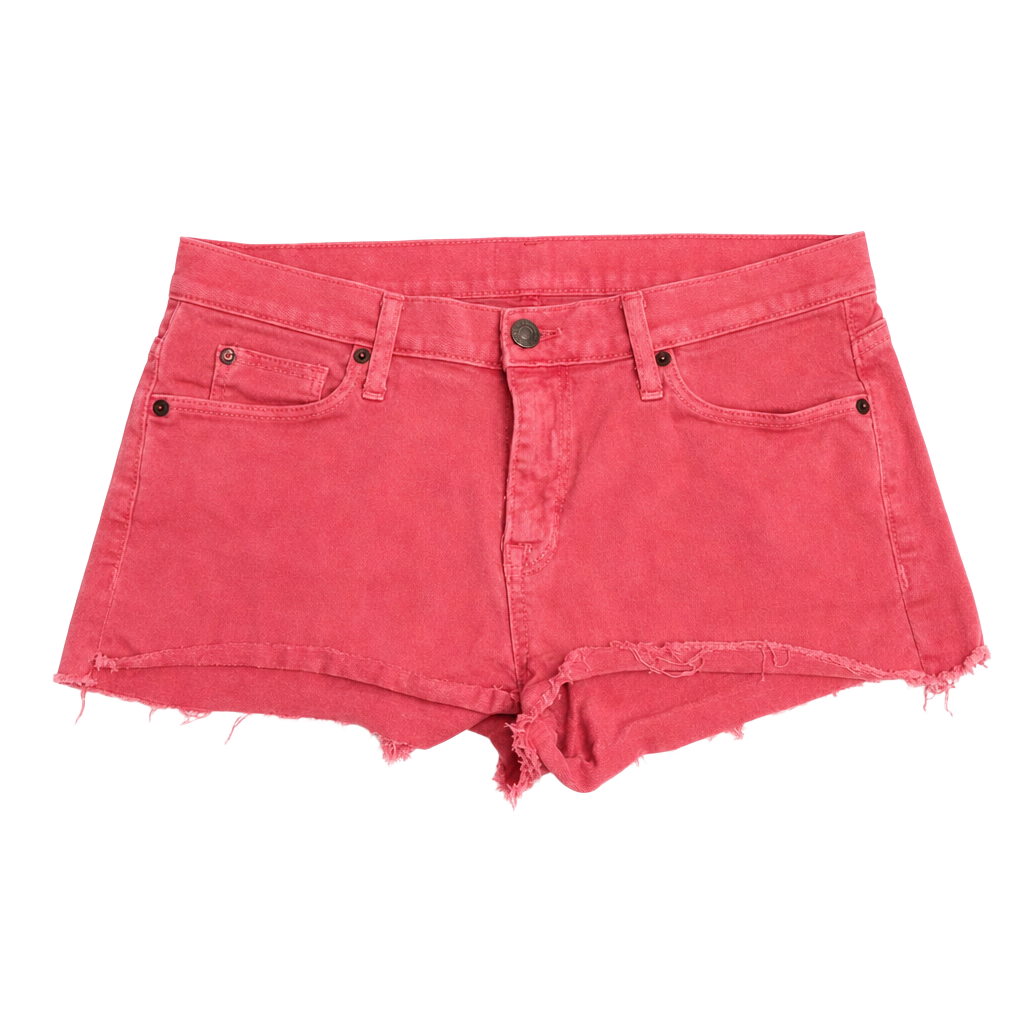 Hudson Midrise Nico Cut-Off Denim Shorts in Red, Size 29 1
