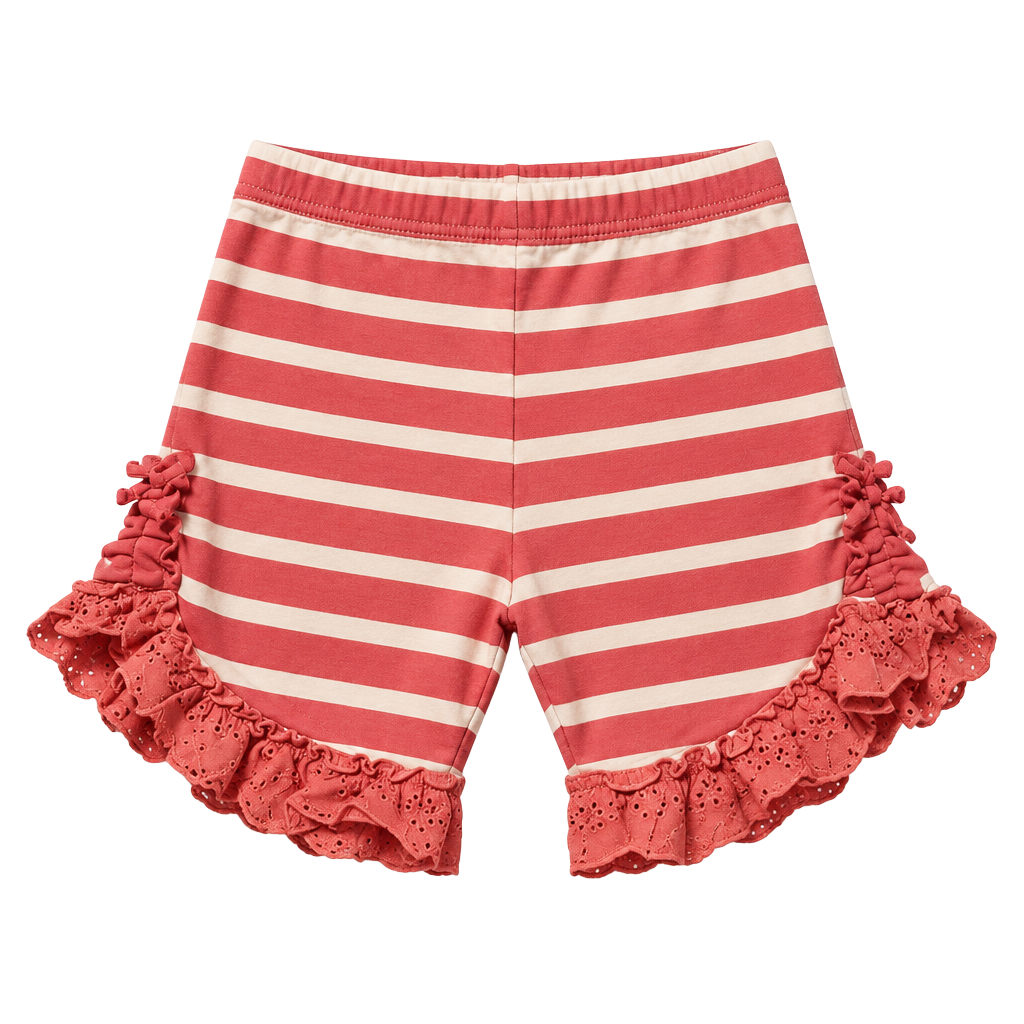 Matilda Jane Girls Pink &White Striped Ruffle Shorts Size 10 1