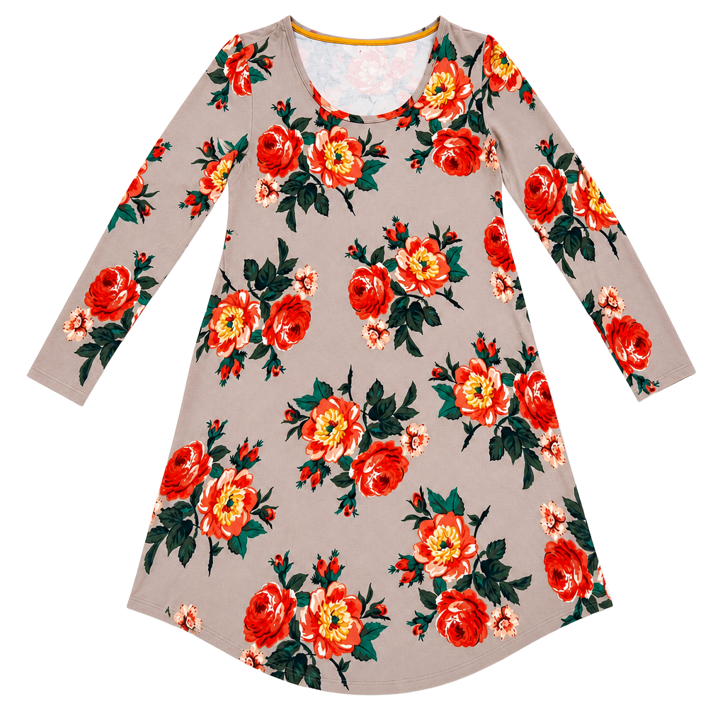 Matilda Jane Gray Floral Say I'm a Dreamer Shift Dress SZ Medium 1