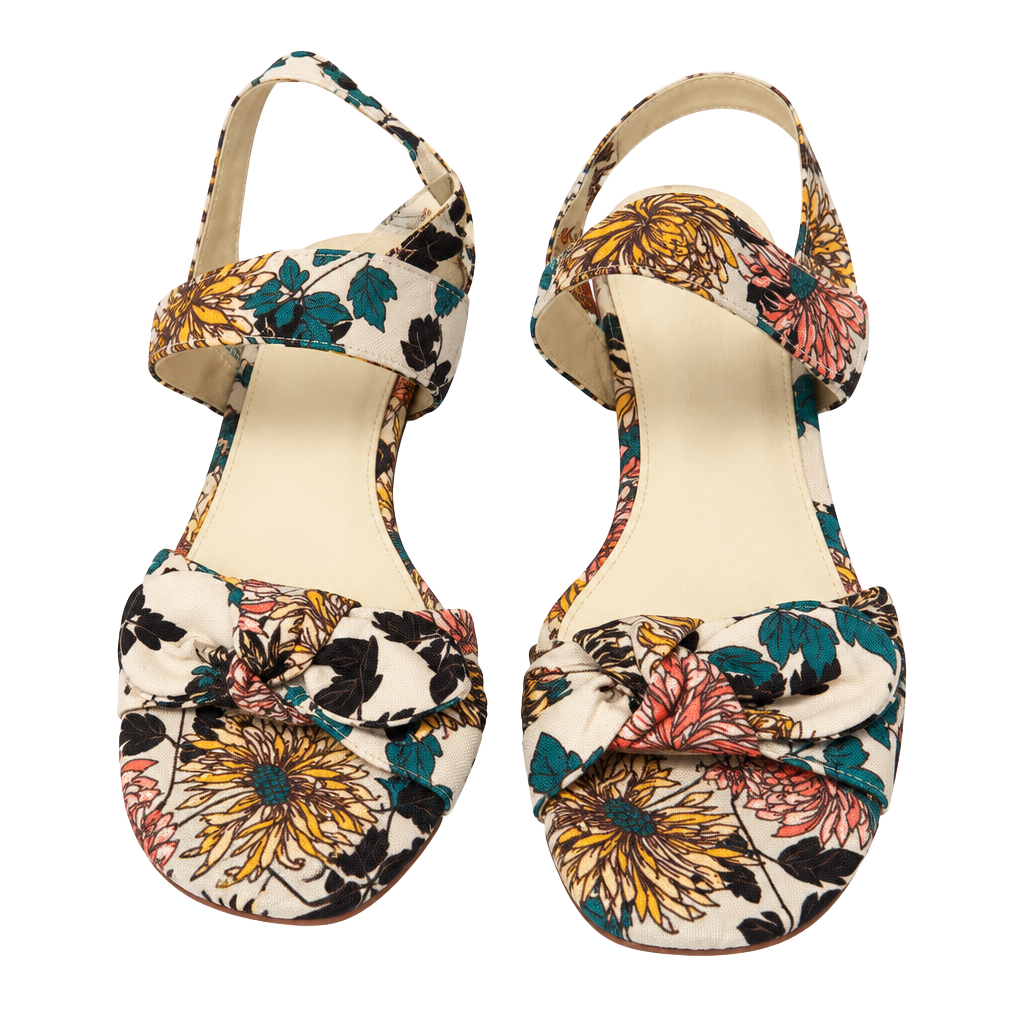 Anne Klein Floral Bow Block Heel Slingback Sandals Women’s size 9.5 1