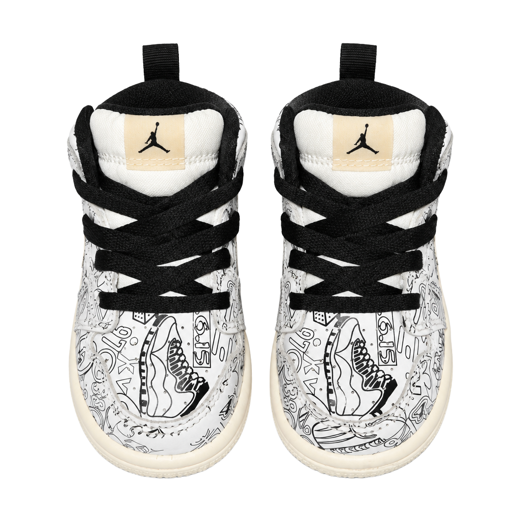 Jordan 1 Mid SE Graffiti Toddler Shoes White Black 1