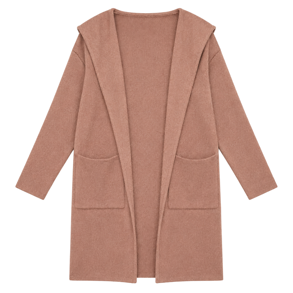 Anrabess Hooded Cardigan Size M Pink Open Front Pocket Sweater 1