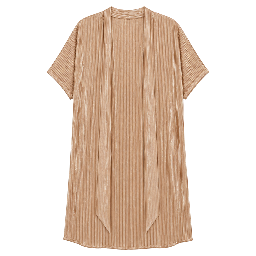 Forever 21 Pleated Dress Size S Gold Metallic Short Sleeve 1