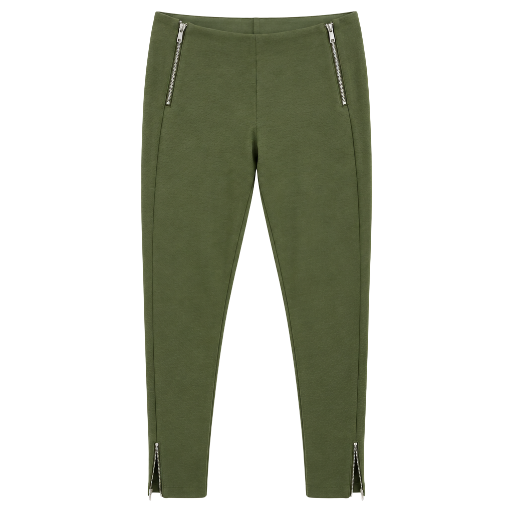 Forever 21 Leggings Size M Olive Green Ankle Zippers 1