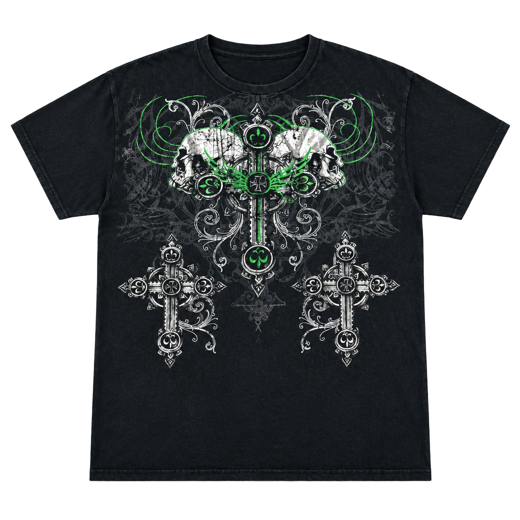 Affliction-style Y2K Skull Crosses Shirt 1