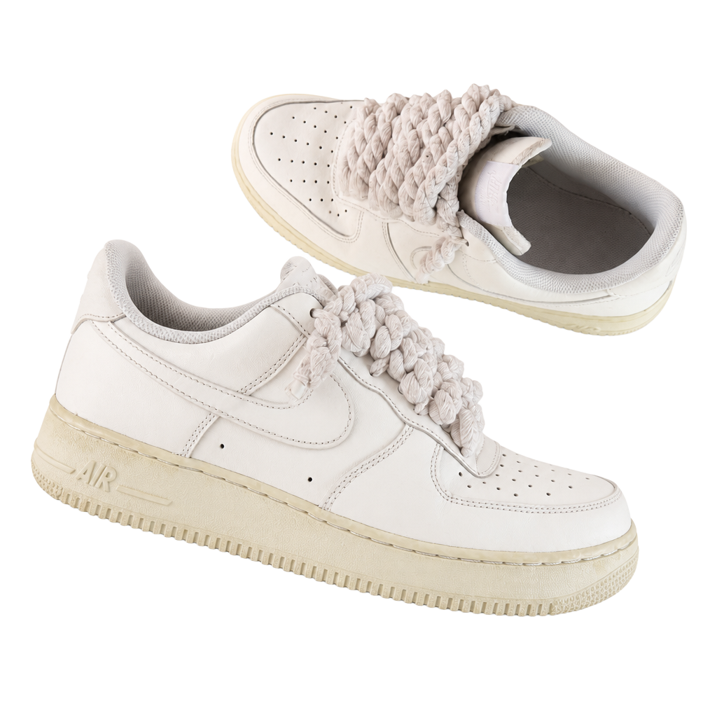 Nike Air Force 1 Low 'Triple White' with Thick Rope Laces 1