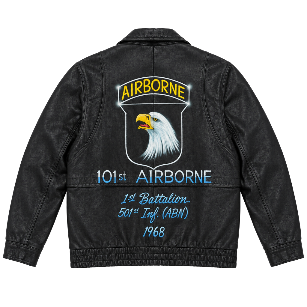 Phase 2 Vintage 101st Airborne Leather Jacket Black 1