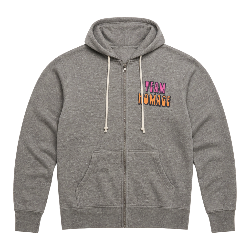 Homage Hang Loose Zip Up Hoodie Grey 1