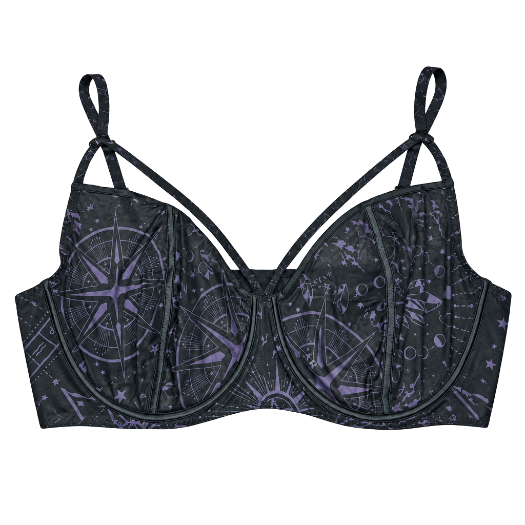 Killstar Garnetta Strappy Bra Plus Size 4XL Black Mesh Moon Star Underwire 1