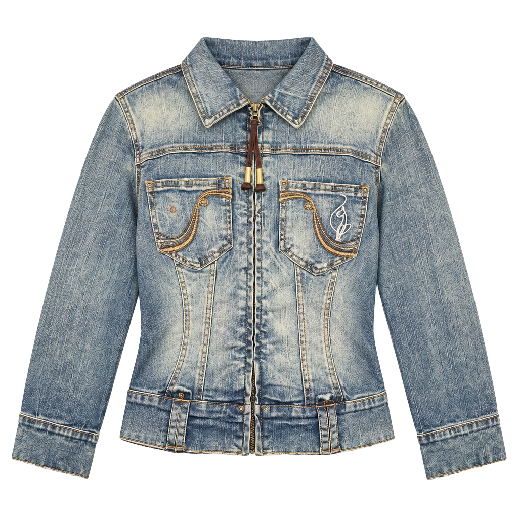 Baby Phat Denim Jacket Size M Blue Zip Up Crop 1
