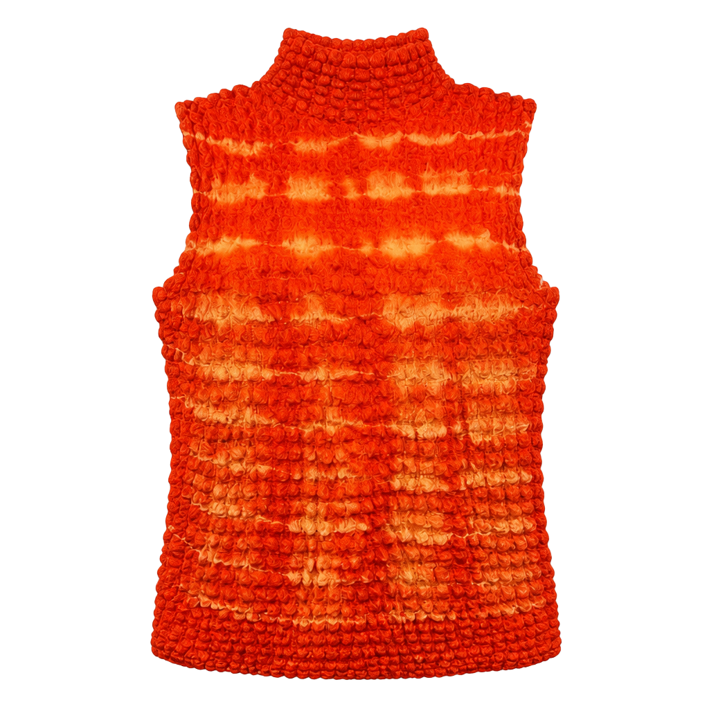 Periscope Y2K Wool & Acrylic One Size Orange Textured Sleeveless Mock Neck 1