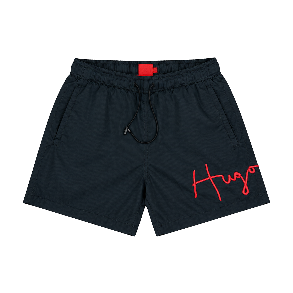 HUGO Swim Trunks Size M Black Script Logo 1