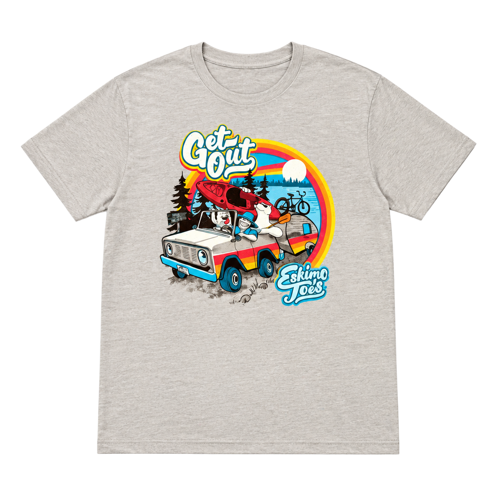 Eskimo Joe's Get Out Retro Camper T-Shirt Tan 1
