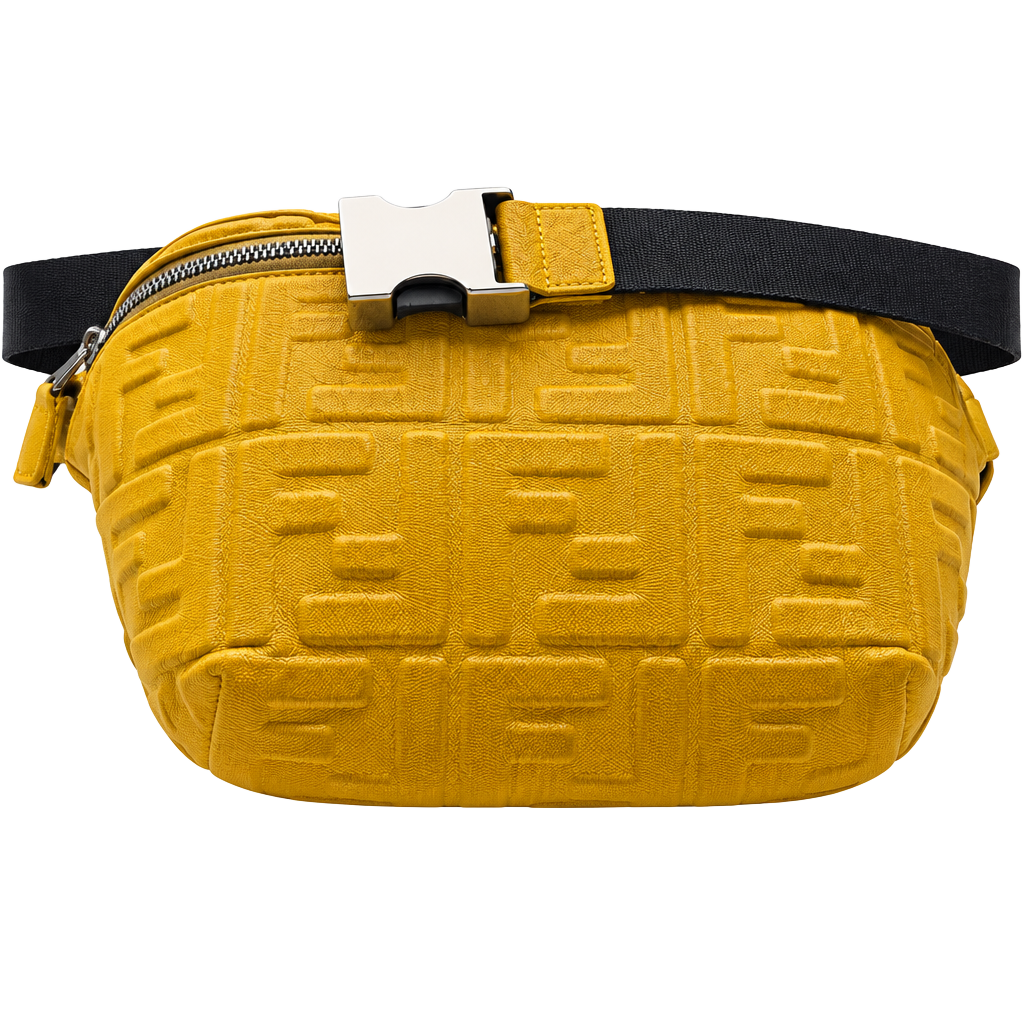 Fendi FF Embossed Belt Bag Yellow Leather 1