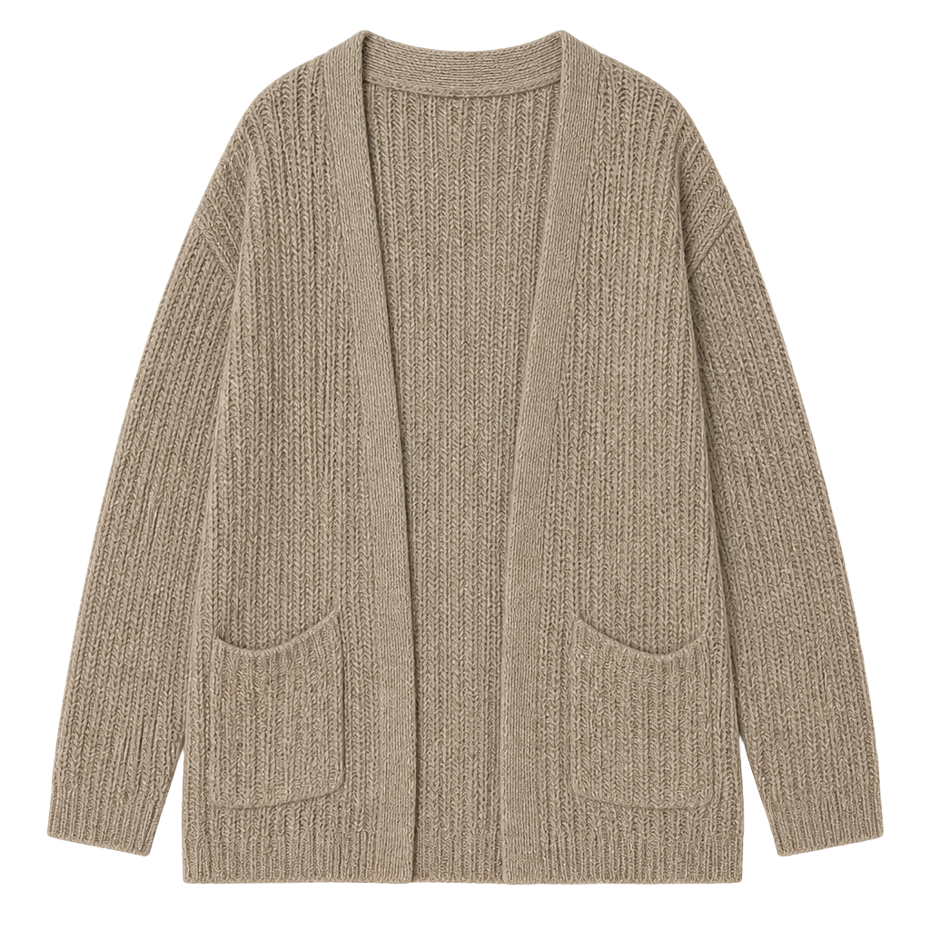 Mossimo Women's Open Front Knit Cardigan Sweater Taupe Medium with Pockets 1