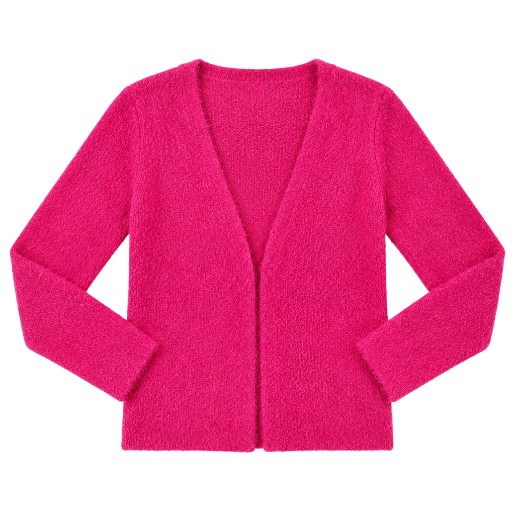 Sincerely Jules Fuzzy Cardigan Size M Pink Shaggy Knit Zip Sweater 1
