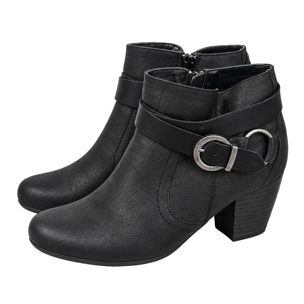 Baretraps Teason Ankle Boots Size 6.5M Black Buckle Strap Booties 1