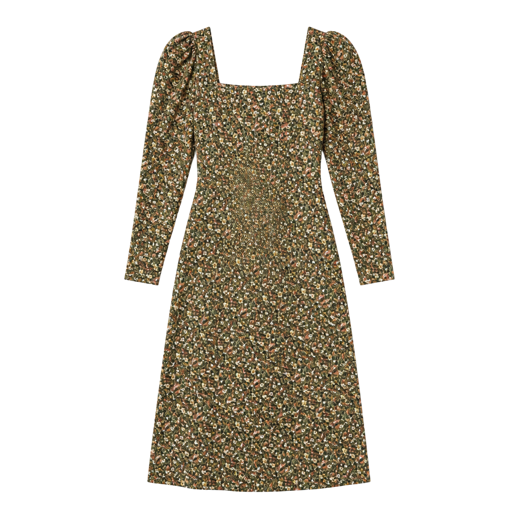 Zara Floral Print Long Sleeve Midi Dress 1
