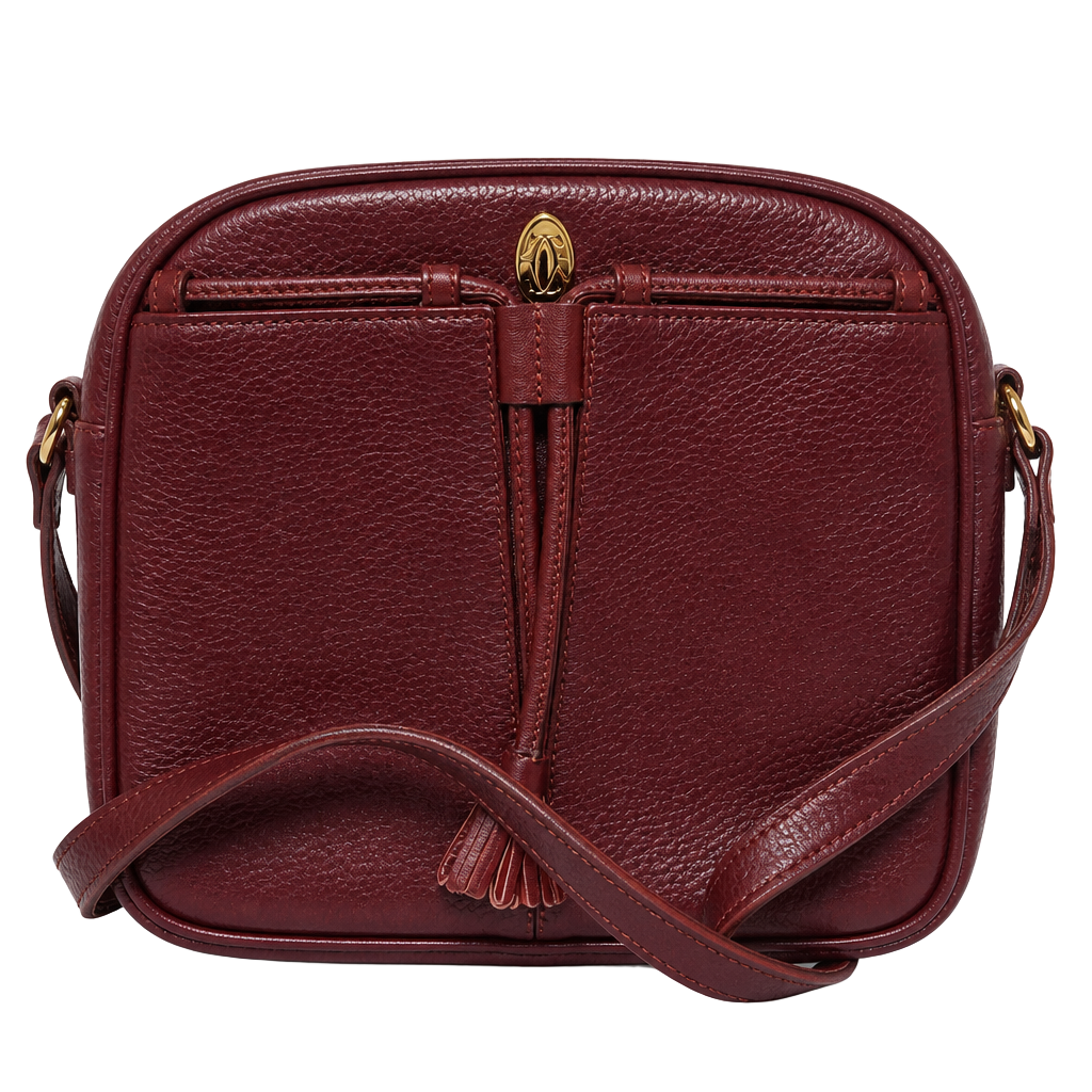 Must de Cartier Bordeaux Leather Crossbody Camera Bag 1