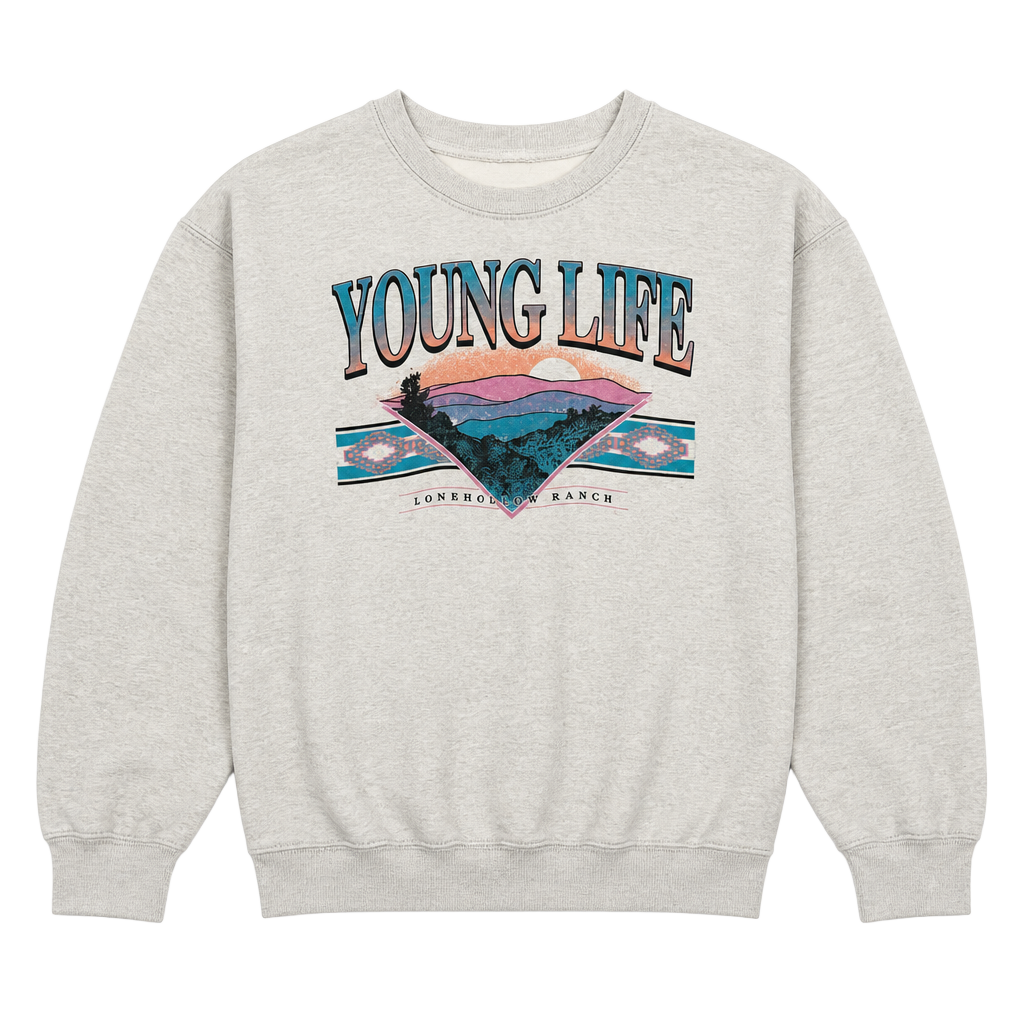 Vintage Gray Young Life Lonehollow Ranch Crewneck Sweatshirt, Size M 1