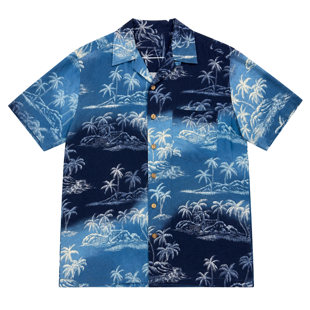 Vintage Kennington LTD 2000s Hawaiian Shirt Palm Tree Volcano Design Size M 1