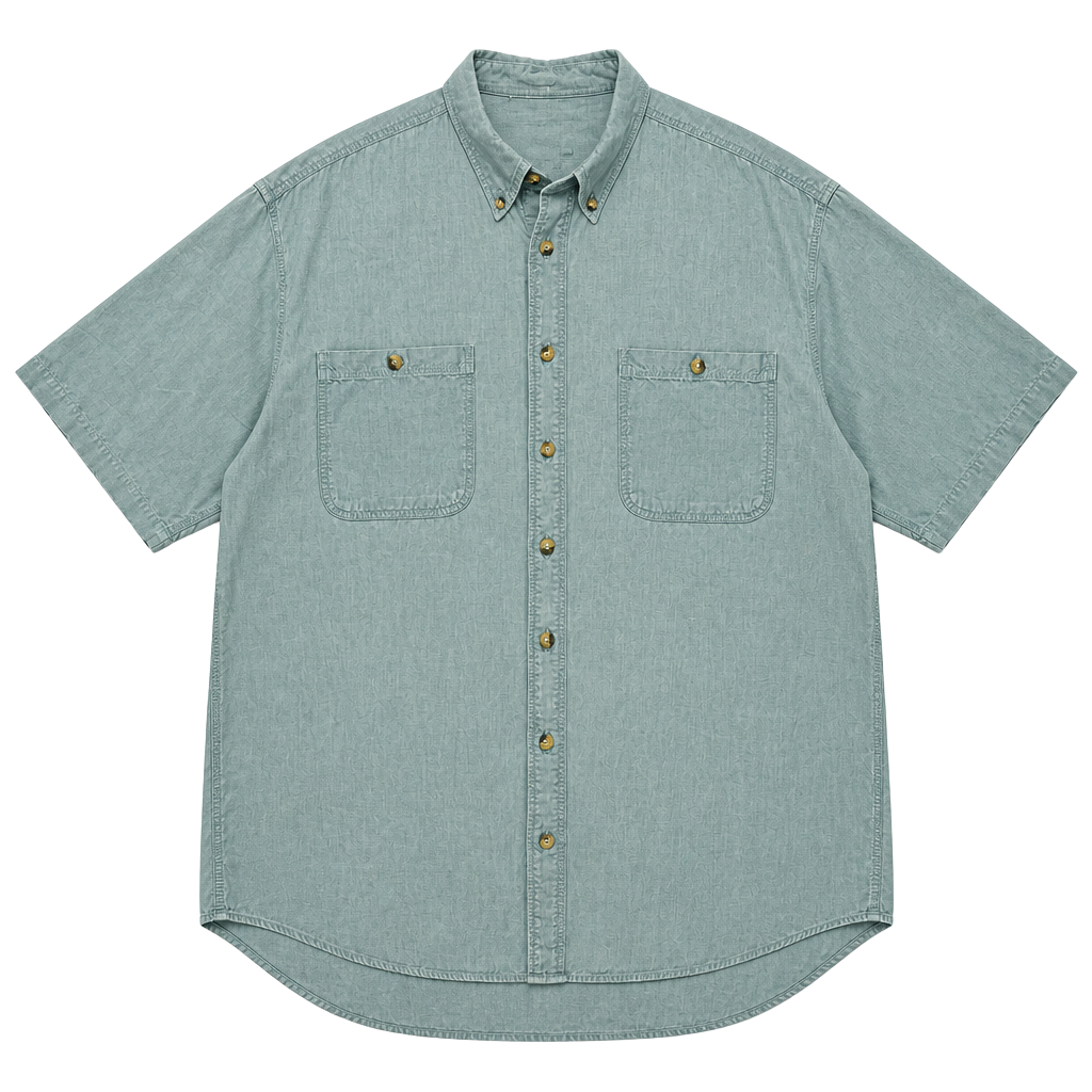 Cabela's Men’s Blue Green Casual Button Down Short Sleeve Work Shirt, Size XLT 1