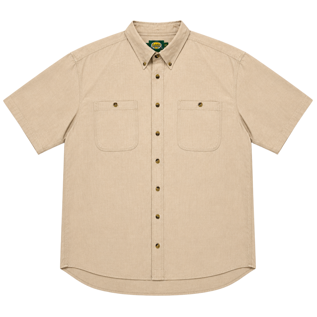 Cabela's Outdoor Gear Men’s Tan Short Sleeve Work Shirt Size XL 1