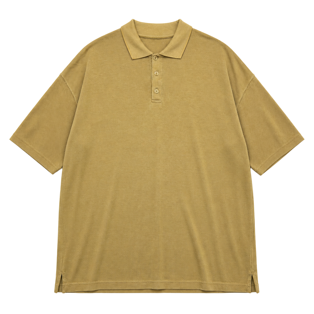 Bruno Men’s Tan Sueded Rayon Blend Short Sleeve Textured Polo Size L 1