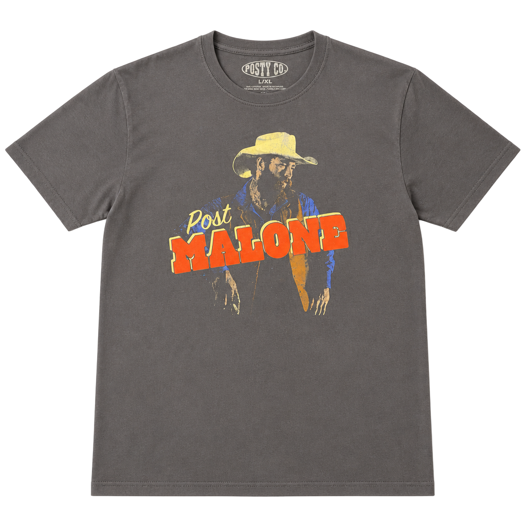 Post Malone Posty Co Cowboy Hat Graphic T-Shirt Size Large 1