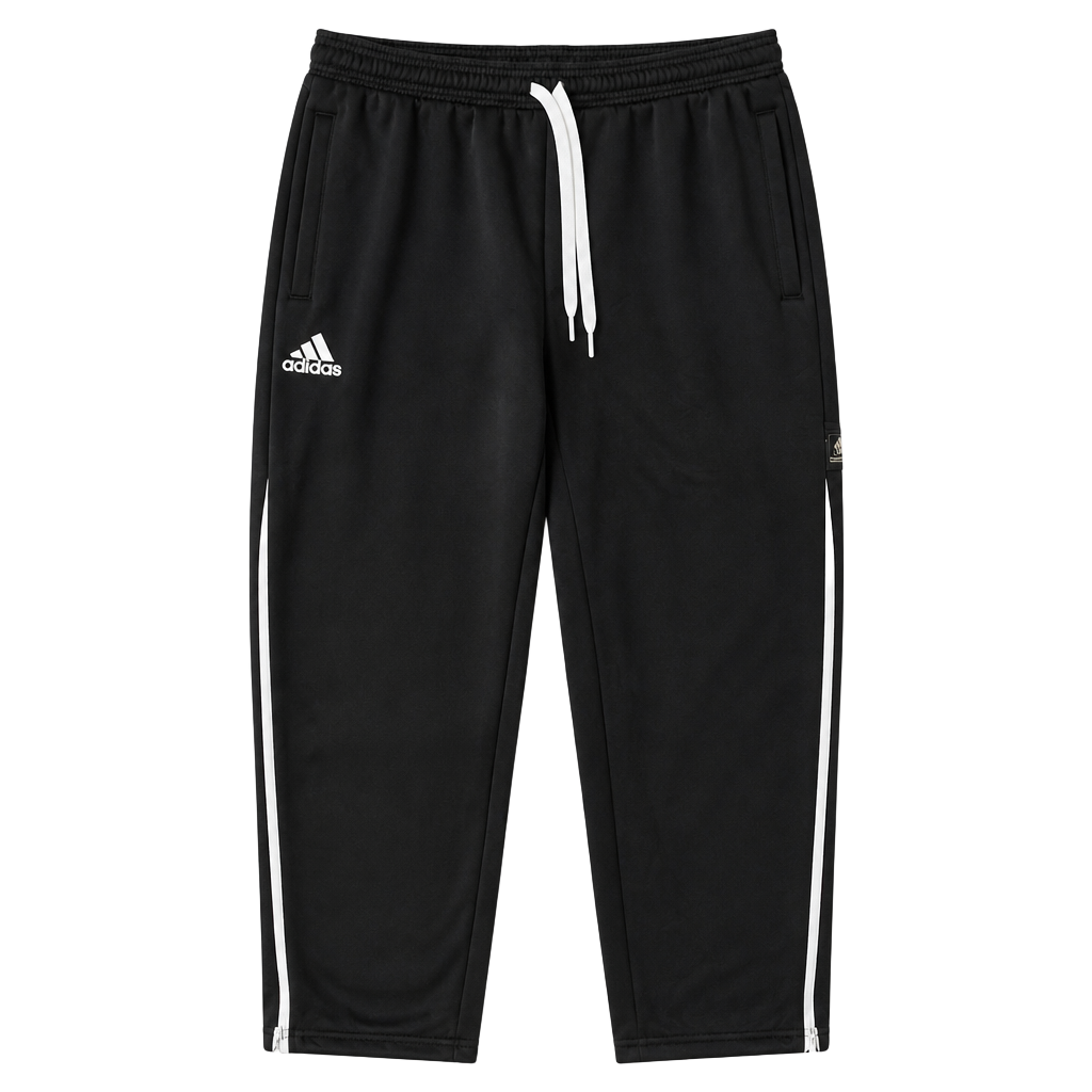 Adidas Black Track Pants with White Side Stripes 1