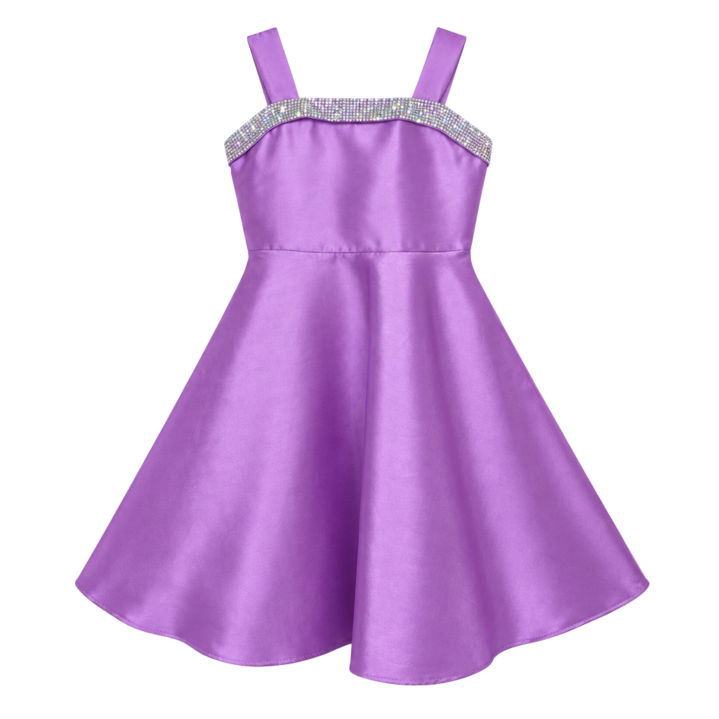 Rare Editions Dress Size 12 Purple Rhinestone Trim Fit and Flare 1